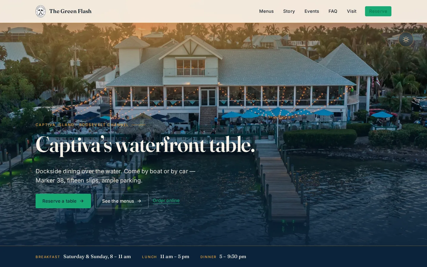The Green Flash Waterfront Restaurant website