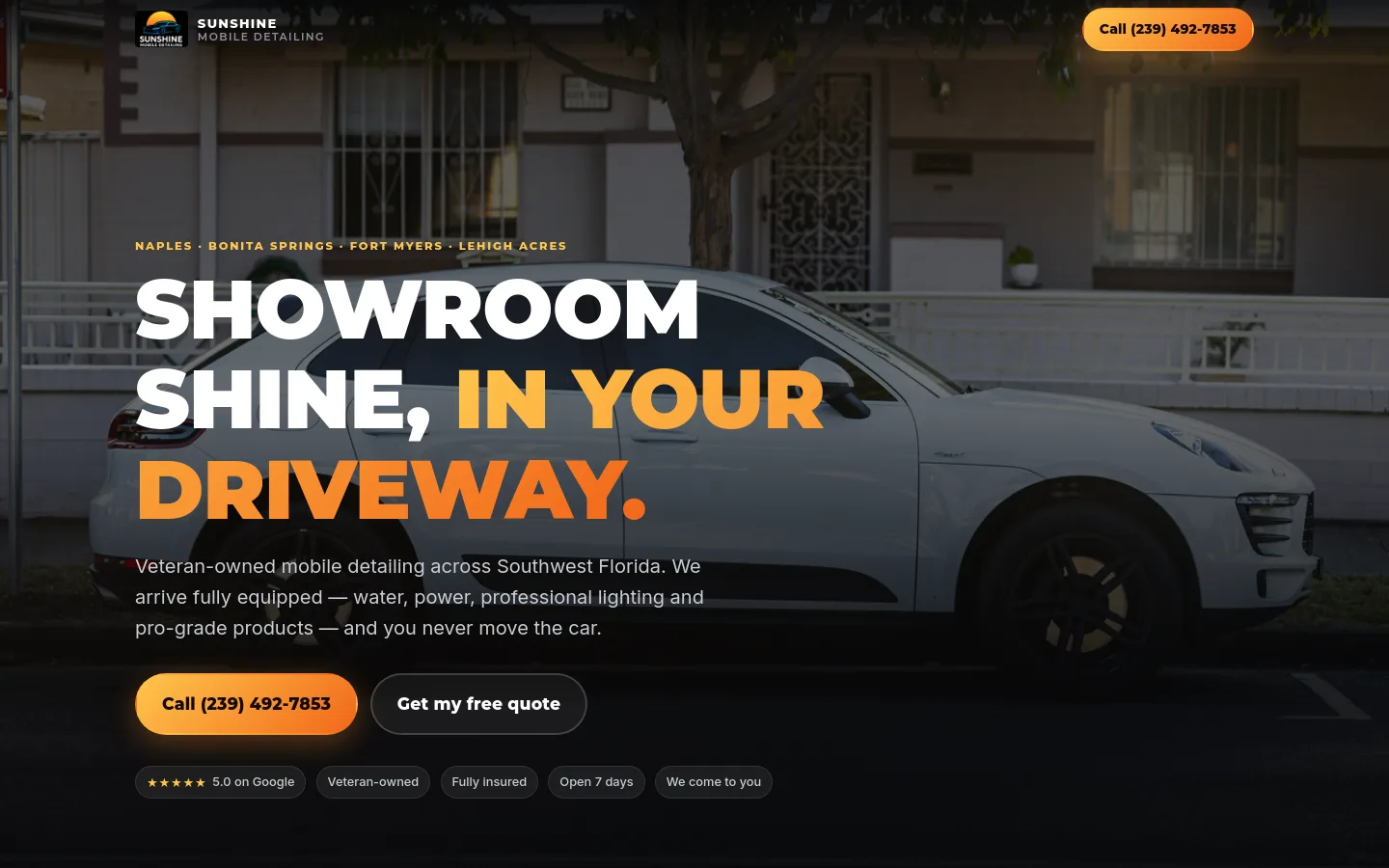 Sunshine Mobile Detailing website