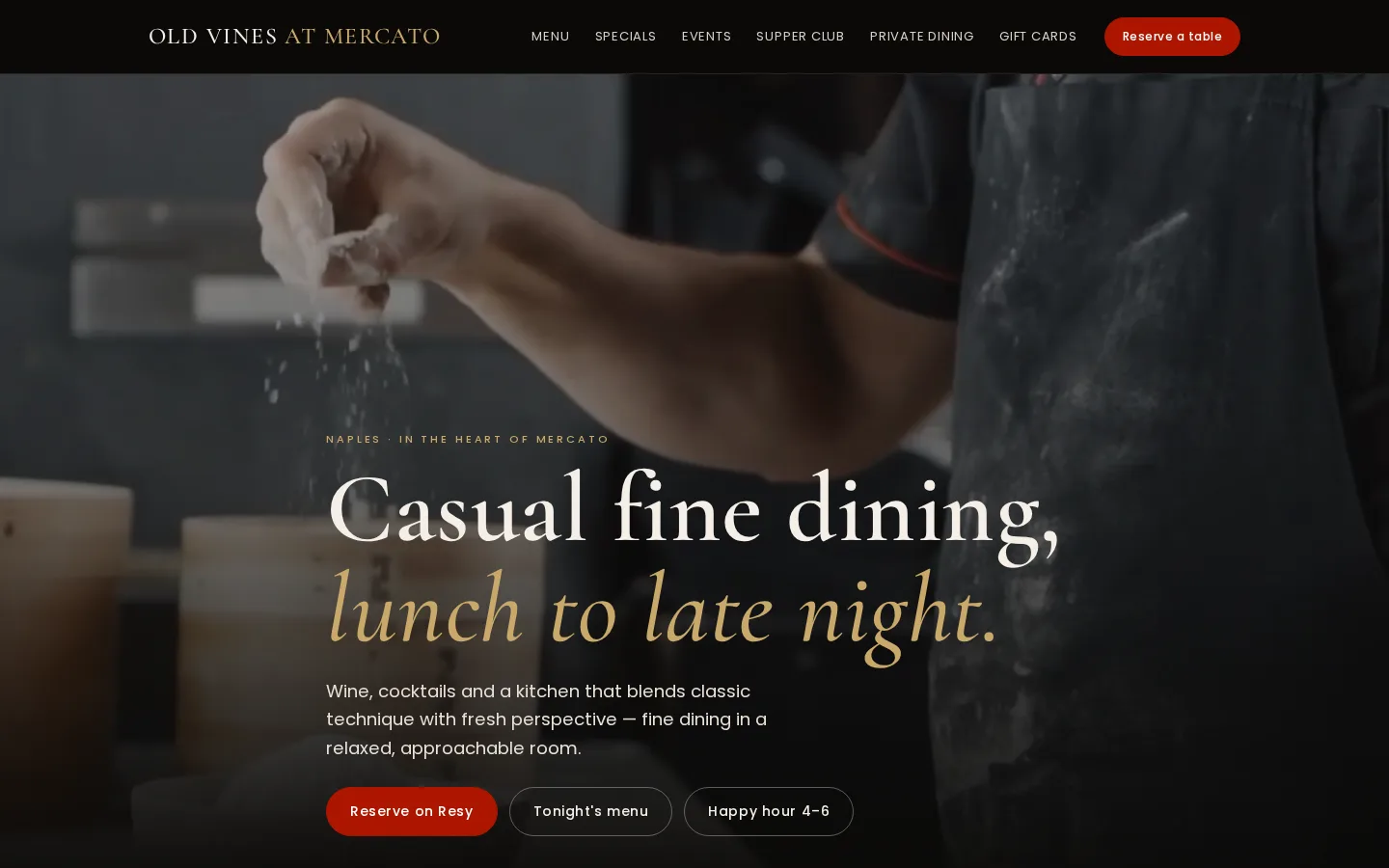 Old Vines at Mercato website